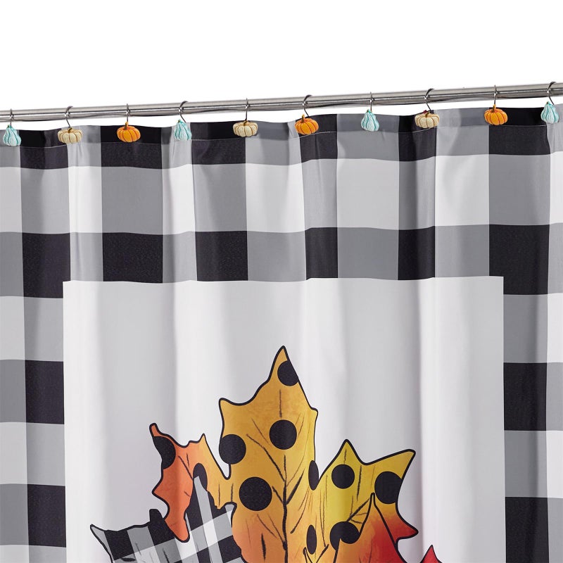 Aldopein 12PCS Cute Pumpkins Decorative Shower Curtain Hooks Rings for Fall Autumn Shower Curtains Bathroom Decorations Accessories Set  Metal Rustproof Thanksgiving Farmhouse Rustic Fall Shower Curtain Hooks - Image 3
